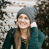 Dark Grey Satin Lined Cable Knit Hat